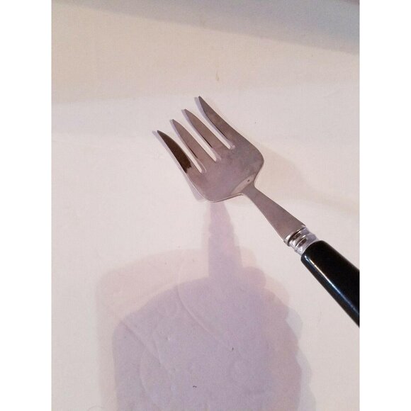 Ginkgo 18/8 Stainless Flatware Black Handle Cold Meat Fork 8 1/2" Korea - Picture 2 of 7